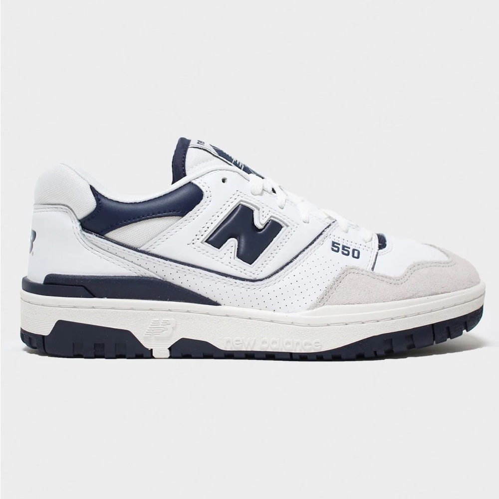 New Balance 550 White and Dark Blue Sneakers